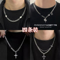 Cross Titanium Steel Non-Fading Necklace Men's Light Luxury Hip Hop Punk Cuban Chain All-Match High-Grade Clavicle Chain Fashion