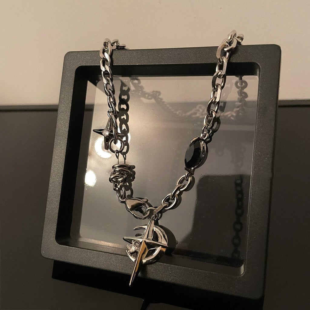 Cross Titanium Steel Non-Fading Necklace Men's Light Luxury Hip Hop Punk Cuban Chain All-Match High-Grade Clavicle Chain Fashion