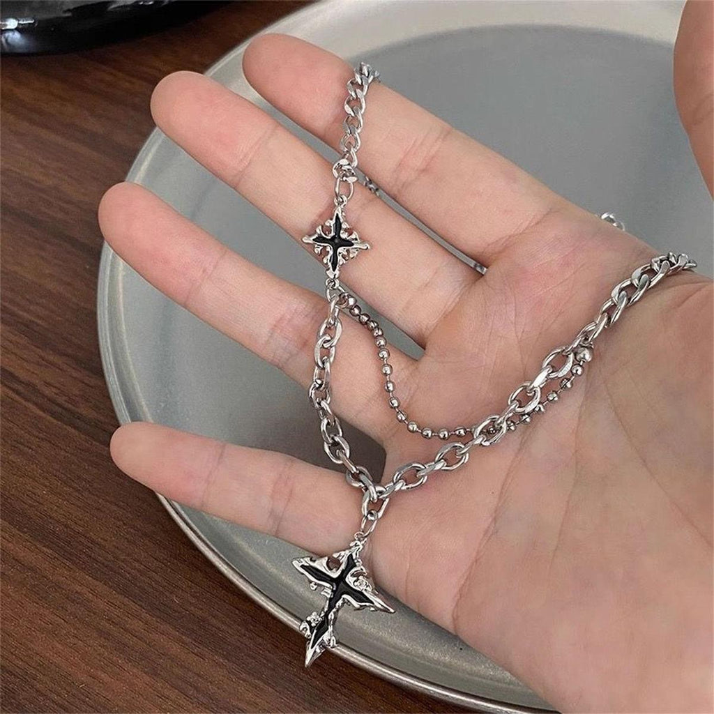 Cross Titanium Steel Non-Fading Necklace Men's Light Luxury Hip Hop Punk Cuban Chain All-Match High-Grade Clavicle Chain Fashion