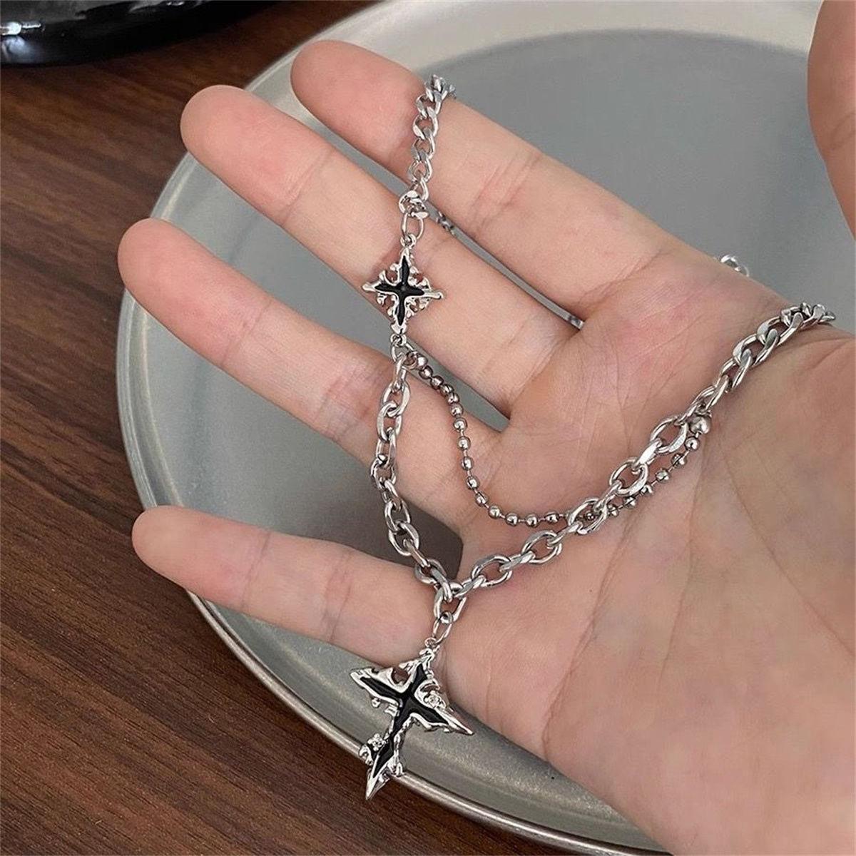 Cross Titanium Steel Non-Fading Necklace Men's Light Luxury Hip Hop Punk Cuban Chain All-Match High-Grade Clavicle Chain Fashion