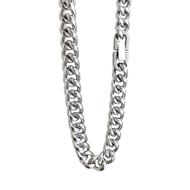Cuban Chain Non-Fading Necklace Men's Fashion Hip Hop Female Boys Clavicle Chain Men's Fashion Brand All-Match Titanium Steel Chain Accessories