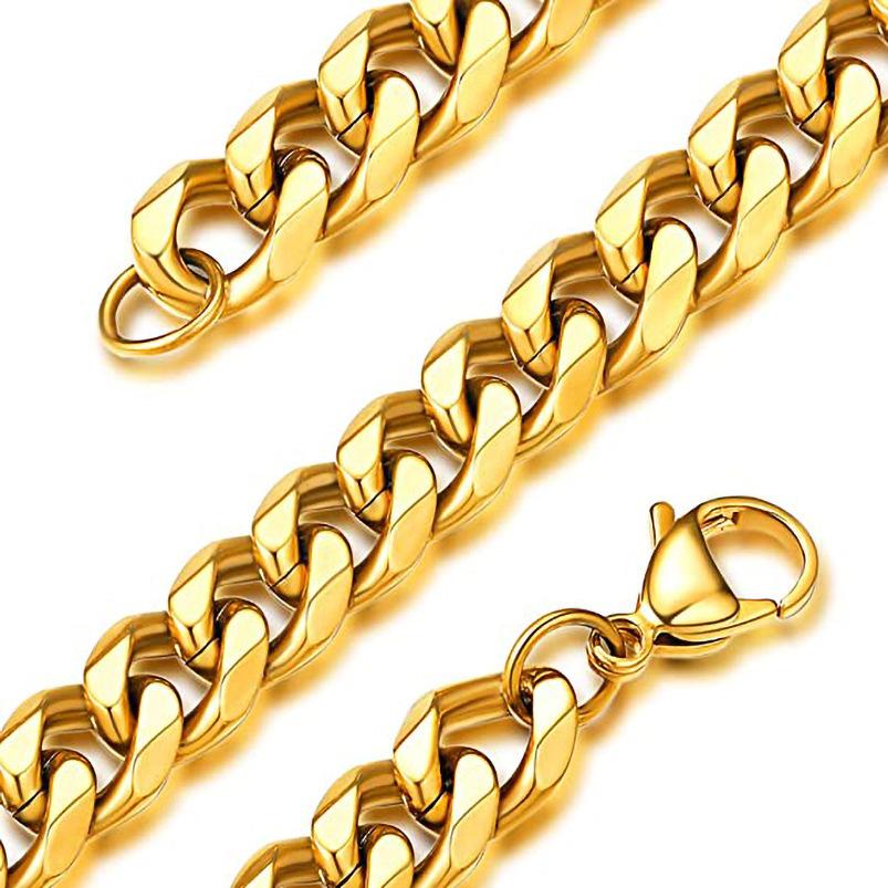 Stainless Steel Hip Hop Six-Sided Grinding Cuban Chain Necklace Titanium Steel Bracelet Simple Fashion Sweater Chain Factory Jewelry Wholesale