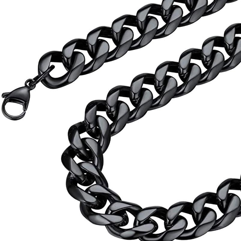 Stainless Steel Hip Hop Six-Sided Grinding Cuban Chain Necklace Titanium Steel Bracelet Simple Fashion Sweater Chain Factory Jewelry Wholesale