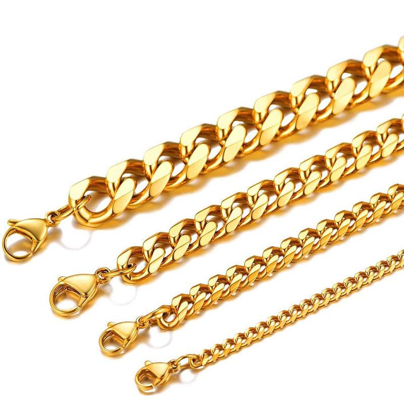 2025 Stainless Steel Hip Hop Six-Sided Grinding Cuban Chain European and American Men's Titanium Steel Necklace with Chain Simple Fashion Sweater Chain