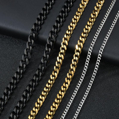 2025 Stainless Steel Hip Hop Six-Sided Grinding Cuban Chain European and American Men's Titanium Steel Necklace with Chain Simple Fashion Sweater Chain