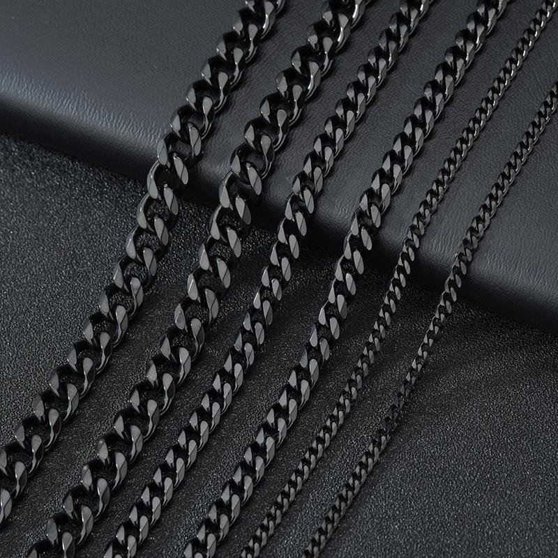 2025 Stainless Steel Hip Hop Six-Sided Grinding Cuban Chain European and American Men's Titanium Steel Necklace with Chain Simple Fashion Sweater Chain