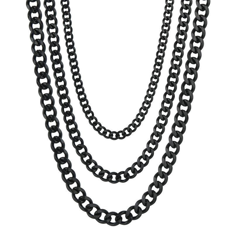 2025 Stainless Steel Hip Hop Six-Sided Grinding Cuban Chain European and American Men's Titanium Steel Necklace with Chain Simple Fashion Sweater Chain