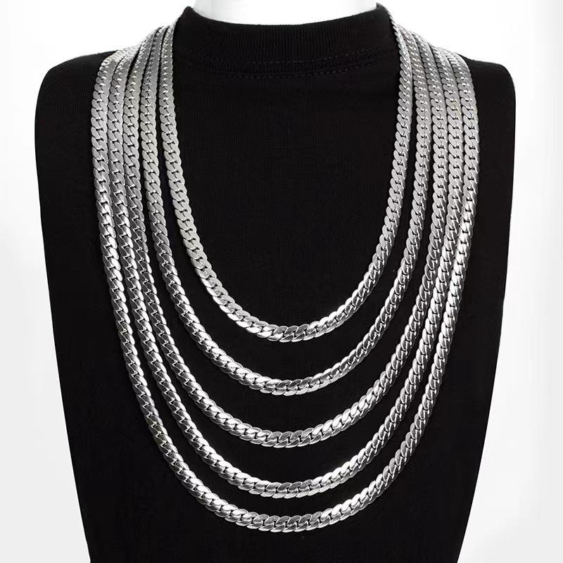 Titanium Steel NK Encryption Necklace Men's Cuban Chain Stainless Steel Clavicle Chain European and American Fashion Jewelry Chain Simple Bracelet