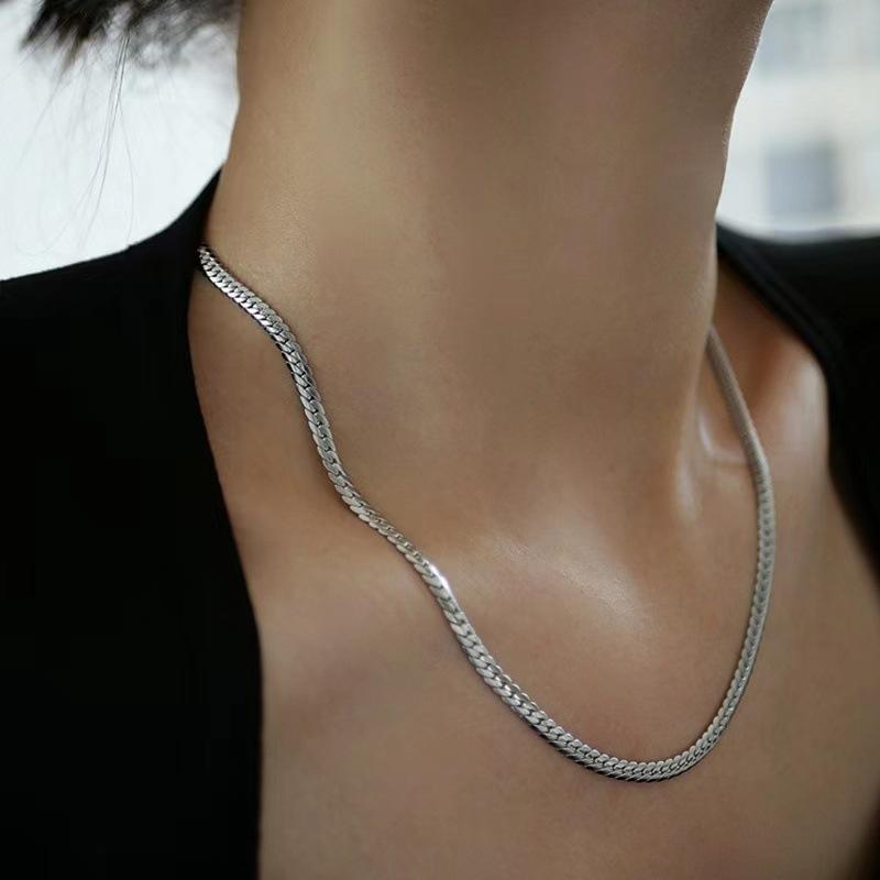 Titanium Steel NK Encryption Necklace Men's Cuban Chain Stainless Steel Clavicle Chain European and American Fashion Jewelry Chain Simple Bracelet