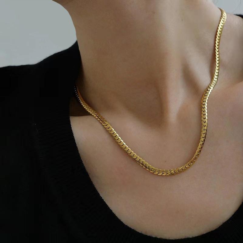 Titanium Steel NK Encryption Necklace Men's Cuban Chain Stainless Steel Clavicle Chain European and American Fashion Jewelry Chain Simple Bracelet