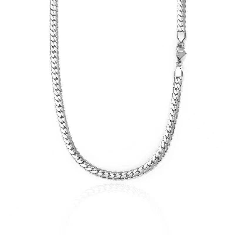 Titanium Steel NK Encryption Necklace Men's Cuban Chain Stainless Steel Clavicle Chain European and American Fashion Jewelry Chain Simple Bracelet