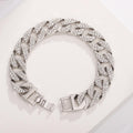 Cuban Chain Men's Bracelet Trendy Cool Double Row Diamond Cuban Bracelet Men's and Women's Cold Style Hip Hop Bracelet Wholesale