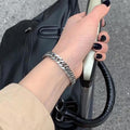Titanium Steel Non-Fading Cuban Chain Bracelet Men's Hip Hop Girl Bracelet Cold Style Simple Trendy Cool Couple Bracelet Summer