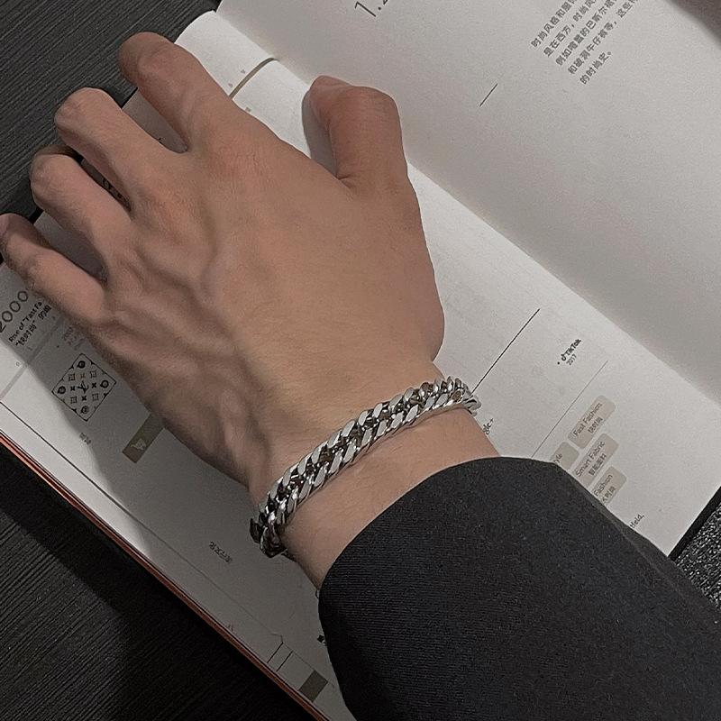 Titanium Steel Non-Fading Cuban Chain Bracelet Men's Hip Hop Girl Bracelet Cold Style Simple Trendy Cool Couple Bracelet Summer