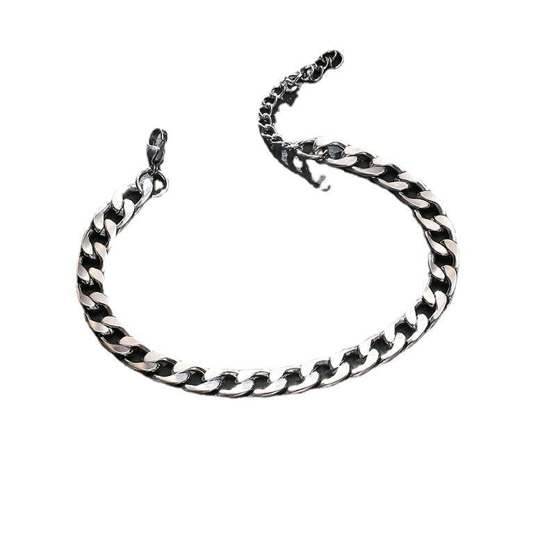 Titanium Steel Non-Fading Cuban Chain Bracelet Men's Hip Hop Girl Bracelet Cold Style Simple Trendy Cool Couple Bracelet Summer