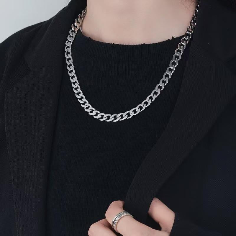 Cross-Border European and American NK Stainless Steel Silver Chain Bracelet Simple Domineering Hiphop Hip Hop Trendy Men's Fashion Cuban Item