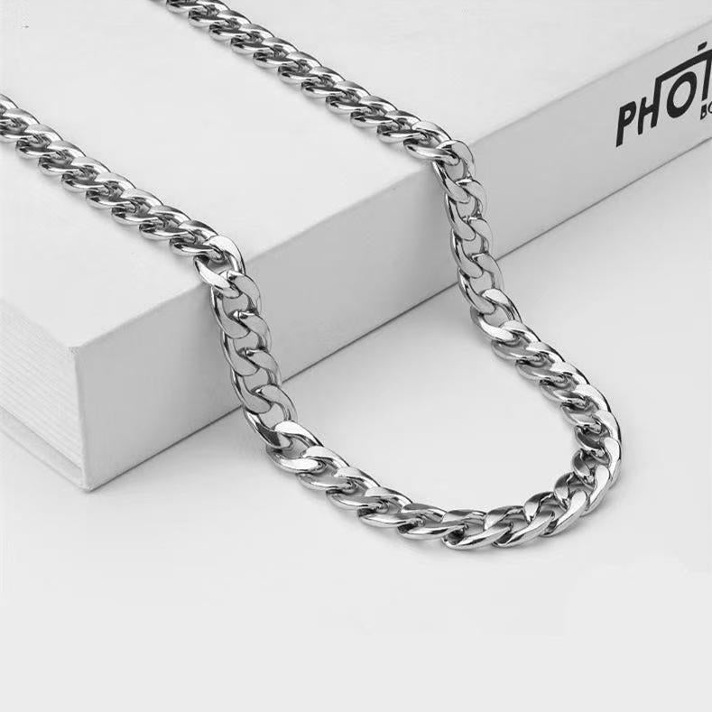 Cross-Border European and American NK Stainless Steel Silver Chain Bracelet Simple Domineering Hiphop Hip Hop Trendy Men's Fashion Cuban Item