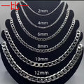 One-to-One Silver-Plated Chain Item Cuban Chain Men's and Women's Street Style Accessories Fashion Jewelry 2mm-12mm40-75c