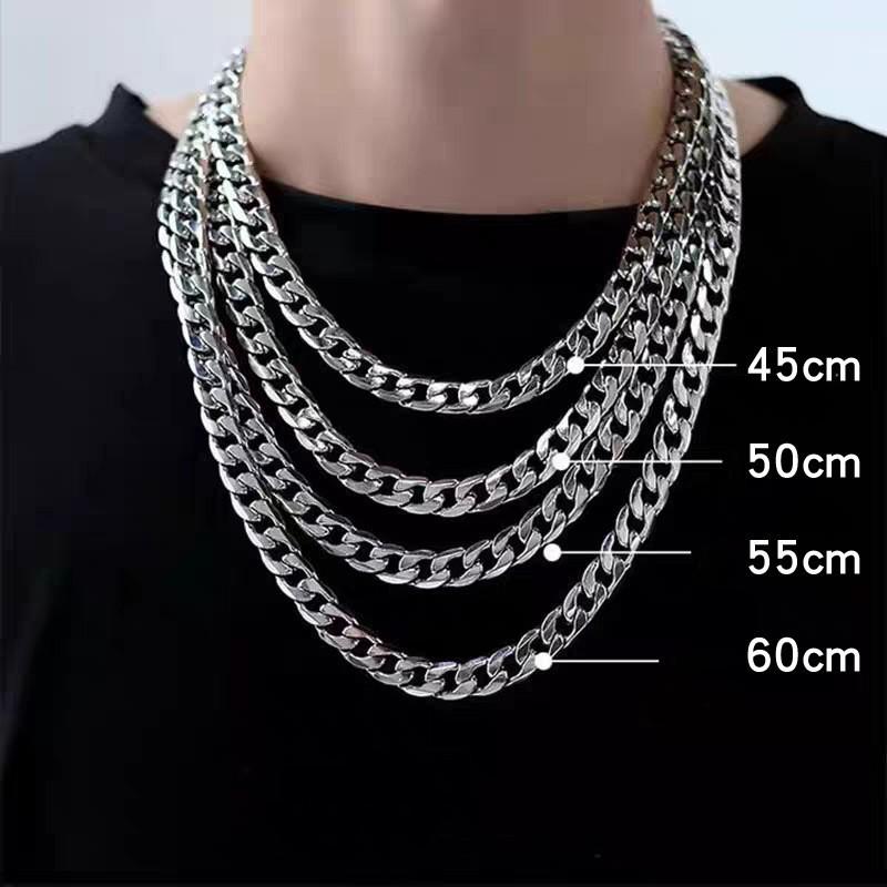 One-to-One Silver-Plated Chain Item Cuban Chain Men's and Women's Street Style Accessories Fashion Jewelry 2mm-12mm40-75c