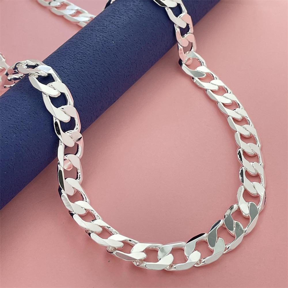 One-to-One Silver-Plated Chain Item Cuban Chain Men's and Women's Street Style Accessories Fashion Jewelry 2mm-12mm40-75c