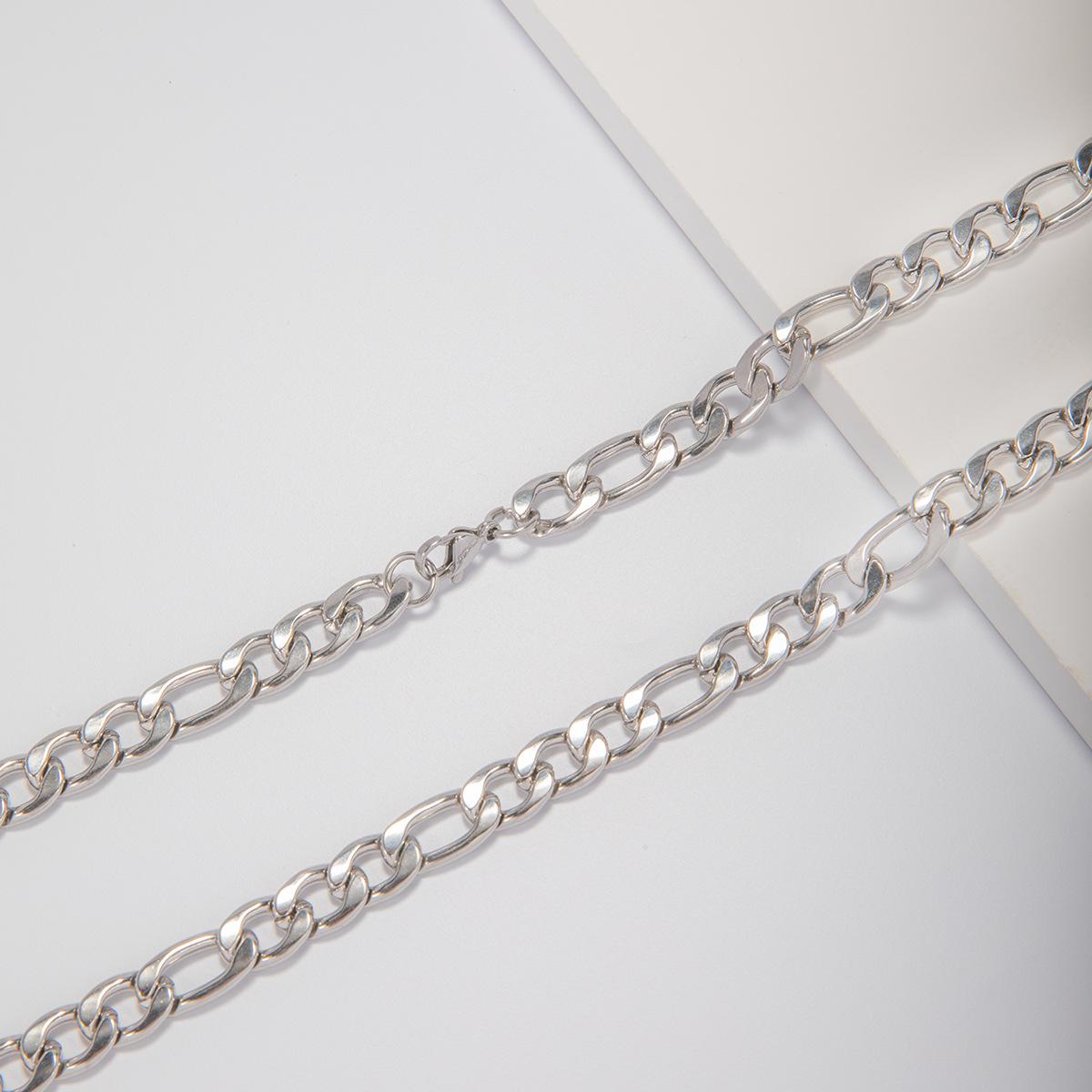 Necklace 304 Stainless Steel Figaro Chain 3: 1nk Chain 18K Gold Titanium Steel European and American Hip Hop Jewelry Chain Cuban Chain