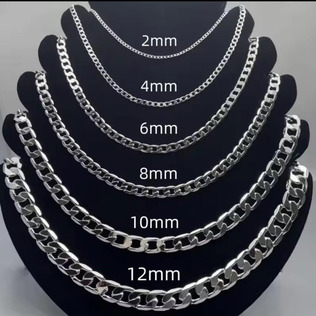 One-to-One Silver-Plated Chain Item Cuban Chain Men's and Women's Street Style Accessories Fashion Jewelry 2mm-12mm40-75c