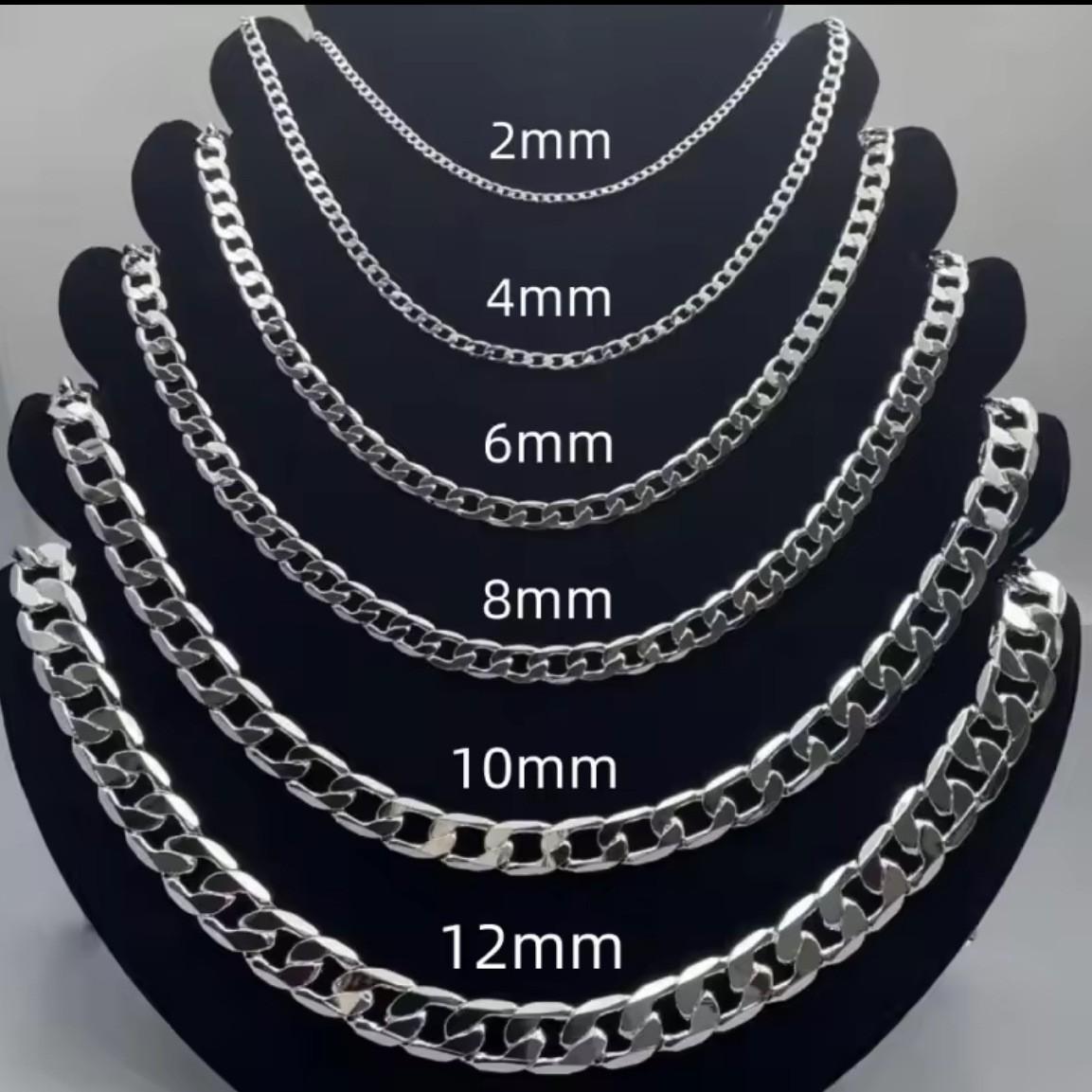 One-to-One Silver-Plated Chain Item Cuban Chain Men's and Women's Street Style Accessories Fashion Jewelry 2mm-12mm40-75c