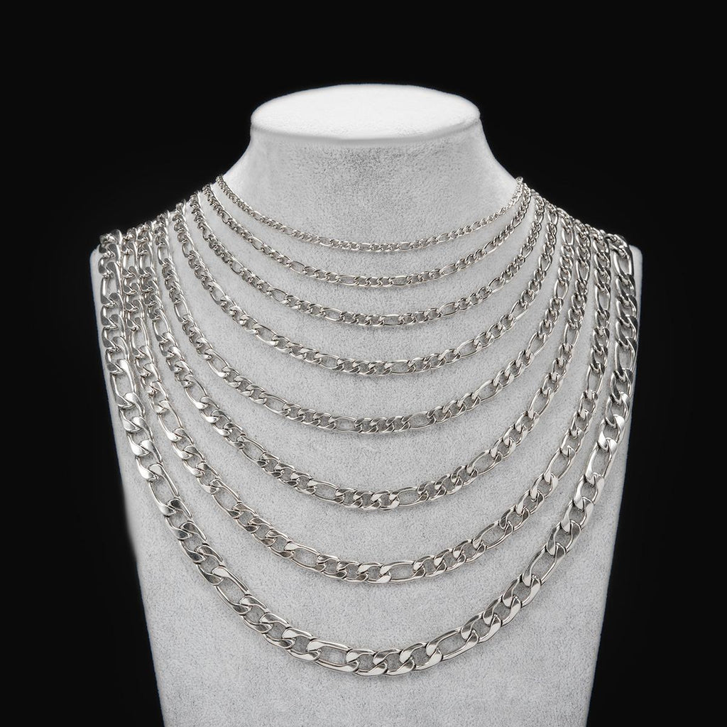 Necklace 304 Stainless Steel Figaro Chain 3: 1nk Chain 18K Gold Titanium Steel European and American Hip Hop Jewelry Chain Cuban Chain