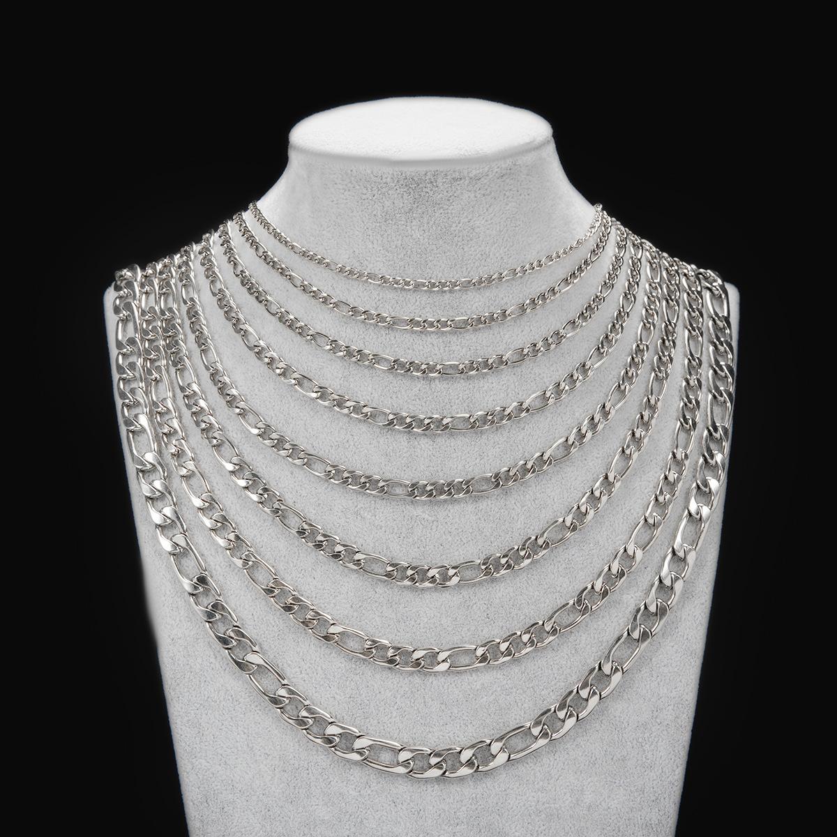 Necklace 304 Stainless Steel Figaro Chain 3: 1nk Chain 18K Gold Titanium Steel European and American Hip Hop Jewelry Chain Cuban Chain