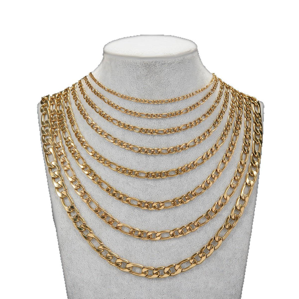 Necklace 304 Stainless Steel Figaro Chain 3: 1nk Chain 18K Gold Titanium Steel European and American Hip Hop Jewelry Chain Cuban Chain
