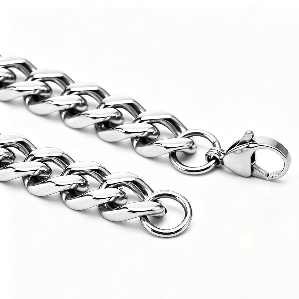2025 New Glossy Hip Hop Cuban Chain Amazon Cross-Border Titanium Steel Cuban Chain Bracelet Stainless Steel Necklace Thick