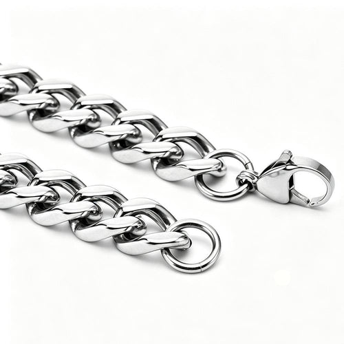 2025 New Glossy Hip Hop Cuban Chain Amazon Cross-Border Titanium Steel Cuban Chain Bracelet Stainless Steel Necklace Thick