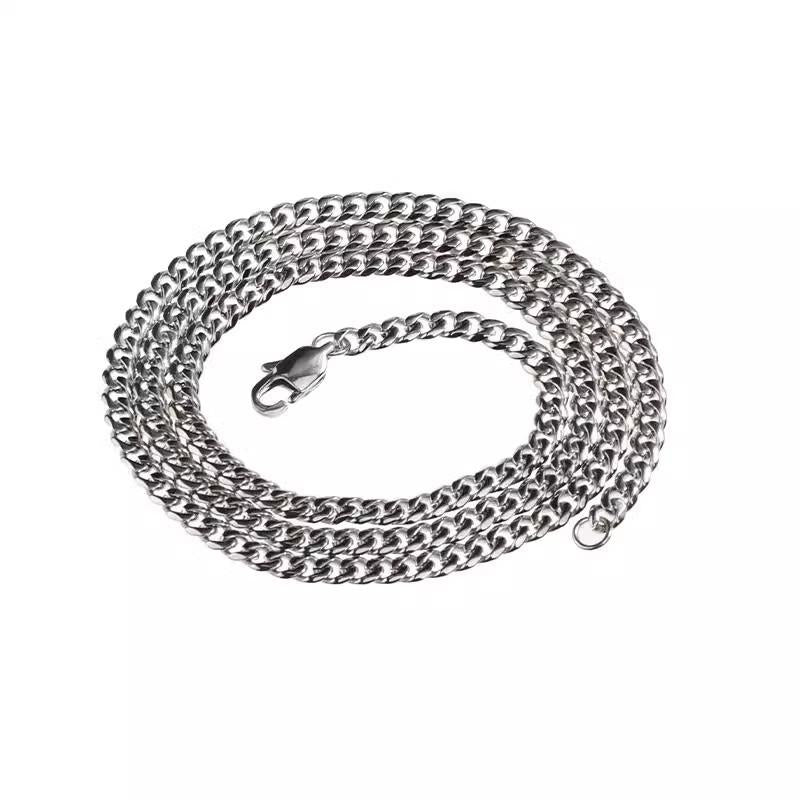 Dongguan Titanium Steel Jewelry Men's Necklace Cuban Chain Fashion Brand Simple All-Match High-Grade Fine Clavicle Chain Wholesale