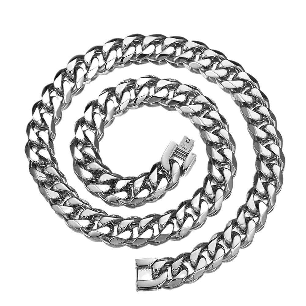 Men's Necklace Titanium Steel Cuban Chain Dongguan Titanium Steel Jewelry Stainless Steel Gender-Free Jewelry Necklace Men's Titanium Steel Necklace