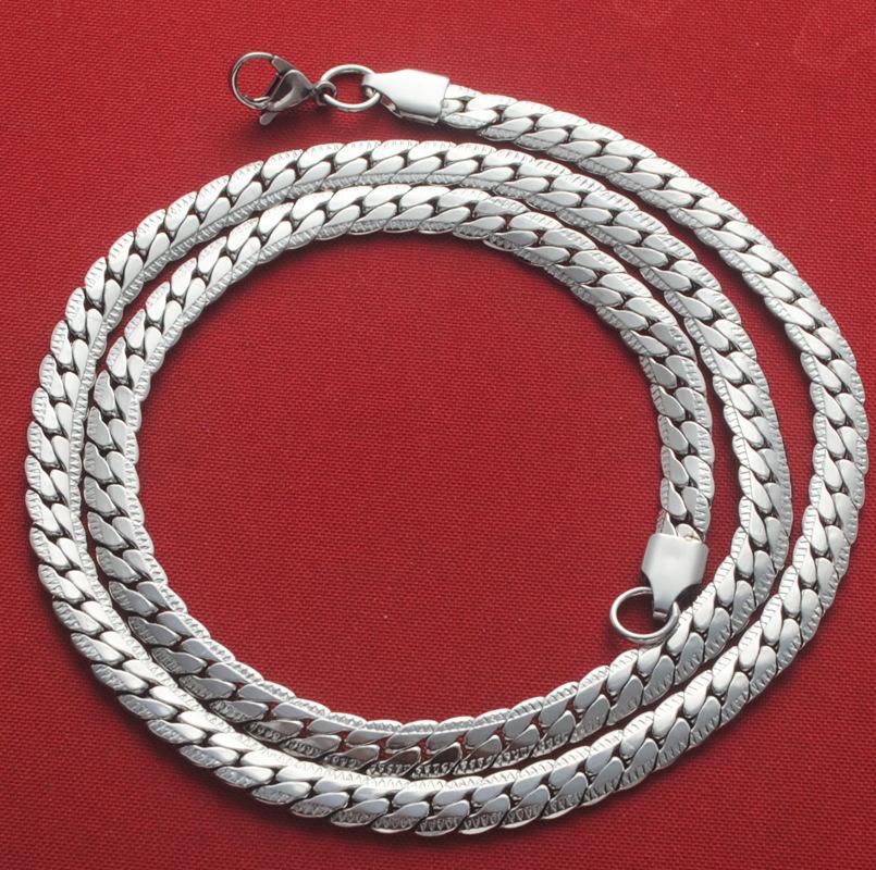 European and American Cuban Necklace Men's Fashion High Street Ins Hip Hop Thick Chain Titanium Steel Encryption Embossing Chain Girl's Fashion Accessories