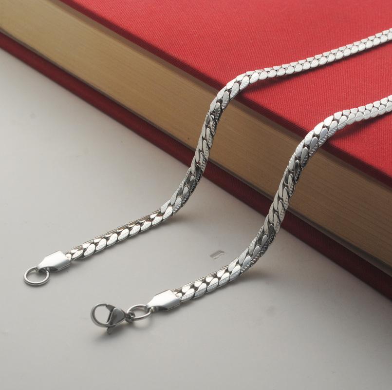 European and American Cuban Necklace Men's Fashion High Street Ins Hip Hop Thick Chain Titanium Steel Encryption Embossing Chain Girl's Fashion Accessories