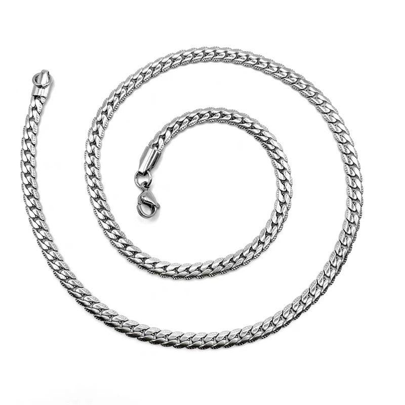 European and American Cuban Necklace Men's Fashion High Street Ins Hip Hop Thick Chain Titanium Steel Encryption Embossing Chain Girl's Fashion Accessories