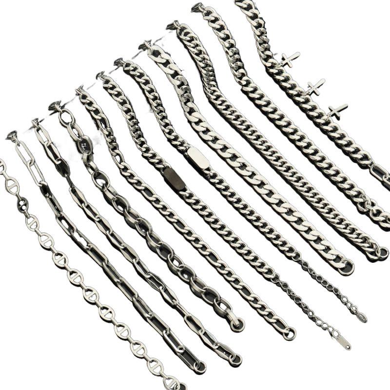 Titanium Steel Bracelet Men's Basic Chain Combination Non-Fading High-Grade Cuban Chain Women's All-Match Dragon Bone Chain Design Jewelry