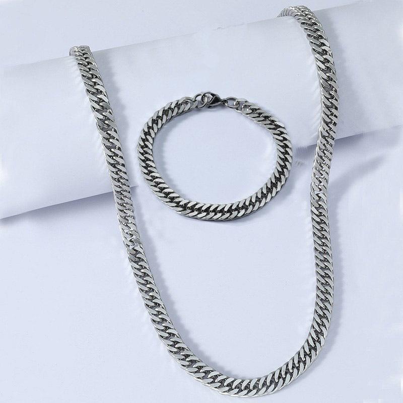 Cuban Chain Necklace Hip Hop Titanium Steel Non-Fading High Street Thick Chain Jewelry Cross-Border Accessories New One-Piece Delivery
