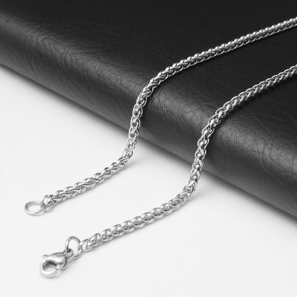 Stainless Steel Dragon Bone Chain Cuban Chain Men's Personality Fashion Necklace Hip Hop Whip Chain Thick Pure Silver Domineering Trendy Men