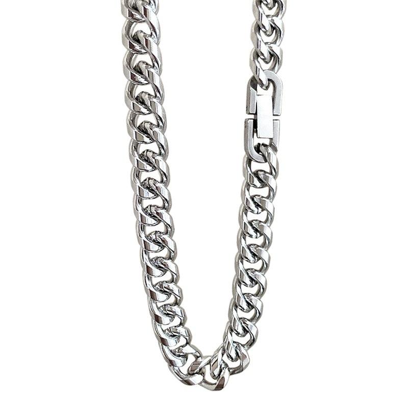 Men's Trendy Hip Hop Cuban Chain Non-Fading Titanium Steel Necklace Men's and Girls' Thick Clavicle Chain Couple's All-Match Thick Chain Accessories