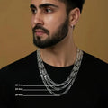 Cross-Border Temu Foreign Trade Hot Mining Cuban Chain Three Rooms One Electroplating 925 Necklace Men and Women Design Personality Flat Chain