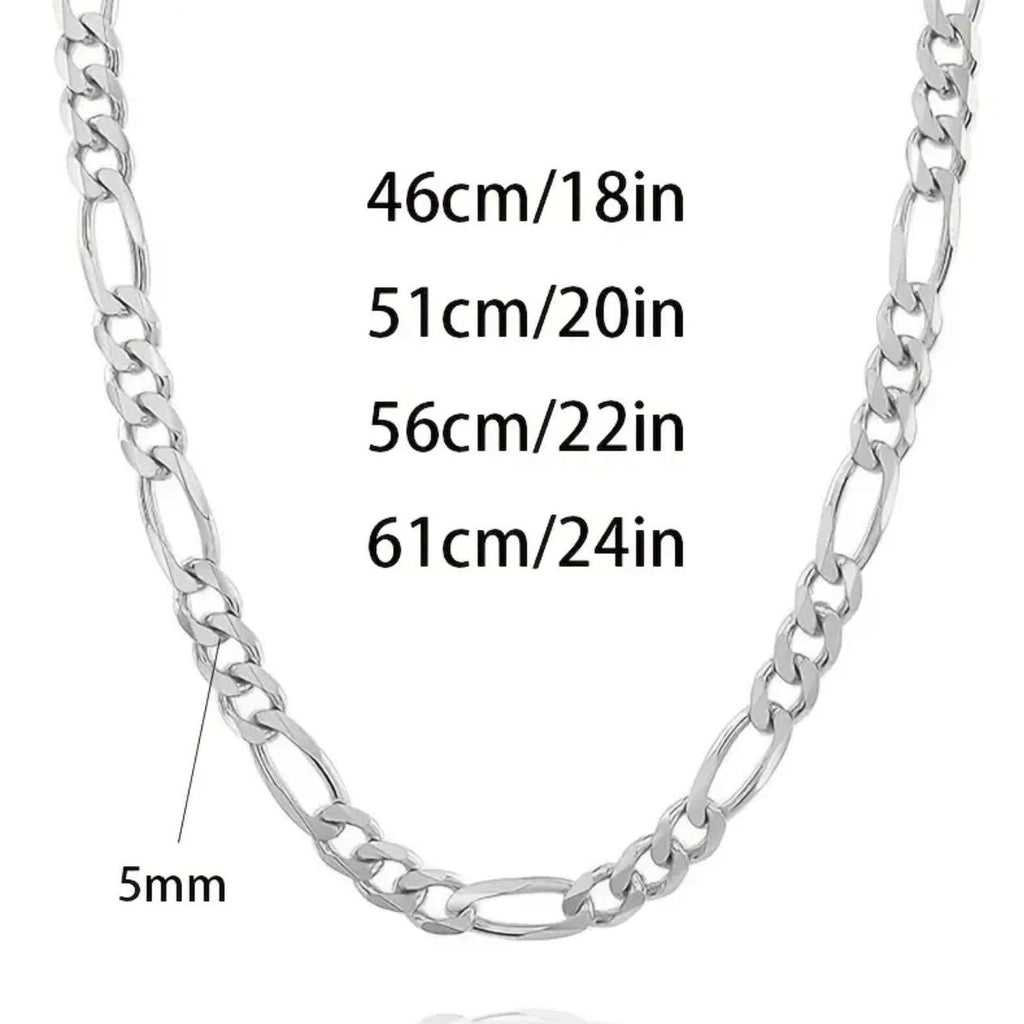 Cross-Border Temu Foreign Trade Hot Mining Cuban Chain Three Rooms One Electroplating 925 Necklace Men and Women Design Personality Flat Chain