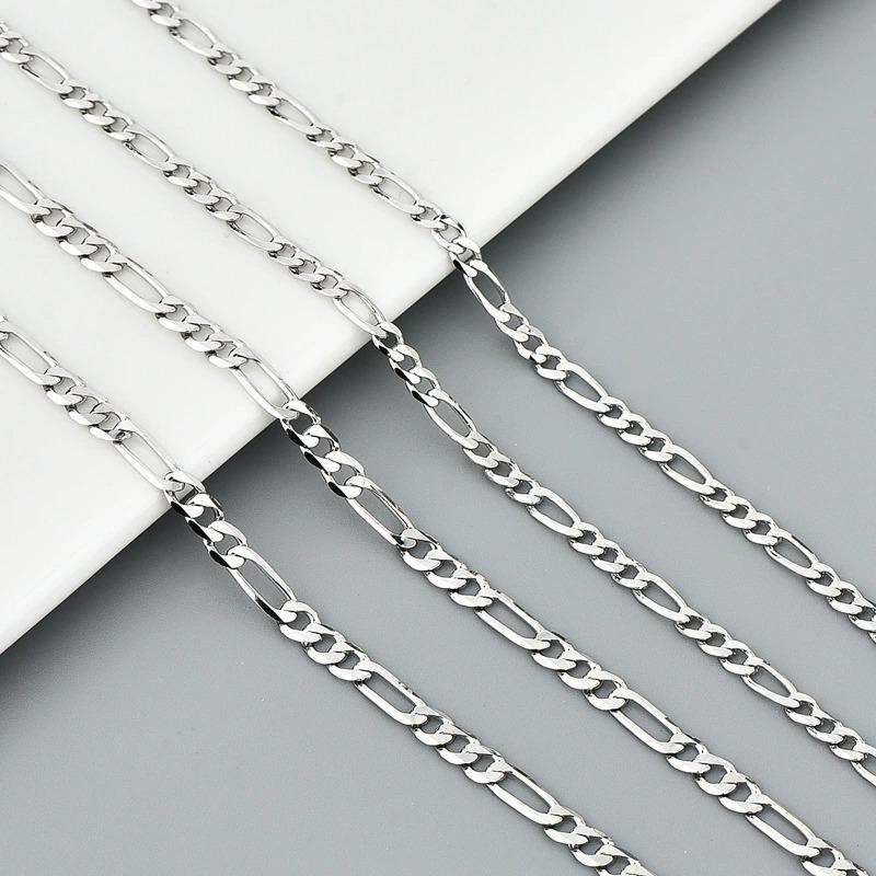 Stainless Steel Cuban Chain Necklace Men's Fashion Trendy Titanium Steel Jewelry Cross-Border Trendy All-Match 3 1nk Figaro Chain