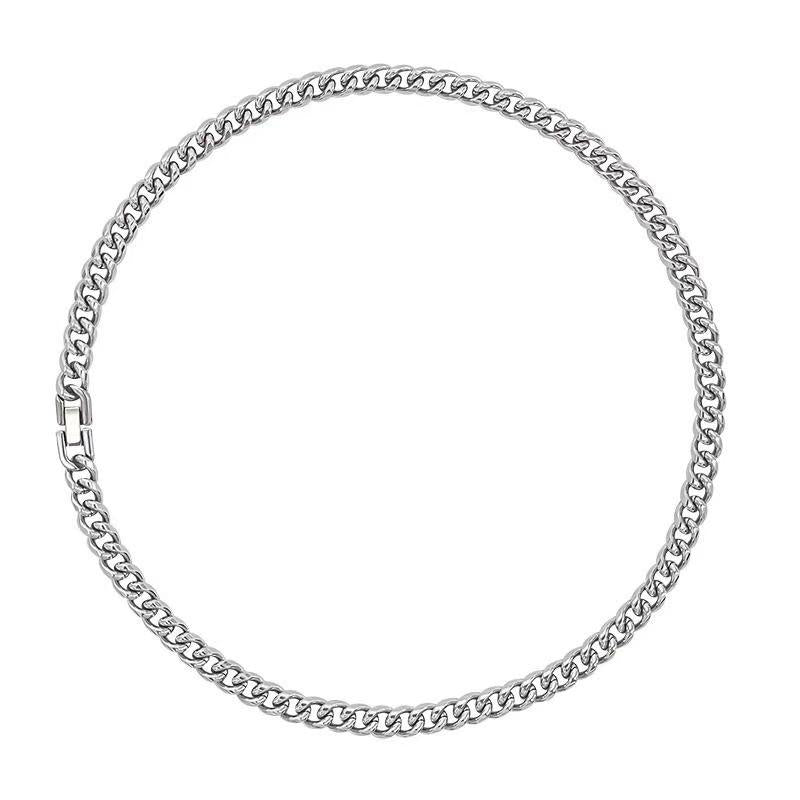WANG Jiaer's Same Cuban Necklace Men's All-Match Trendy High-Grade Titanium Steel Couple's Non-Fading Necklace Accessories