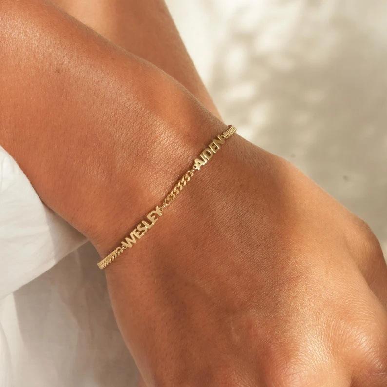 Cross-Border Personalized Name Bracelet Cuban Chain DIY English Letters Handmade New Private Custom Hot Sale