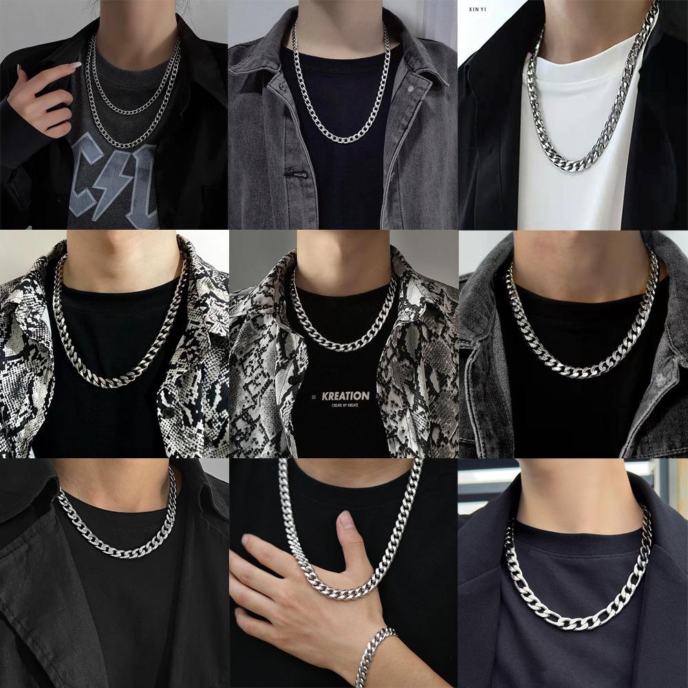 Titanium Steel Non-Fading Necklace Fashion Hip Hop Men's Cuban Chain Personality All-Match Stainless Steel Chain Cold Style Jewelry