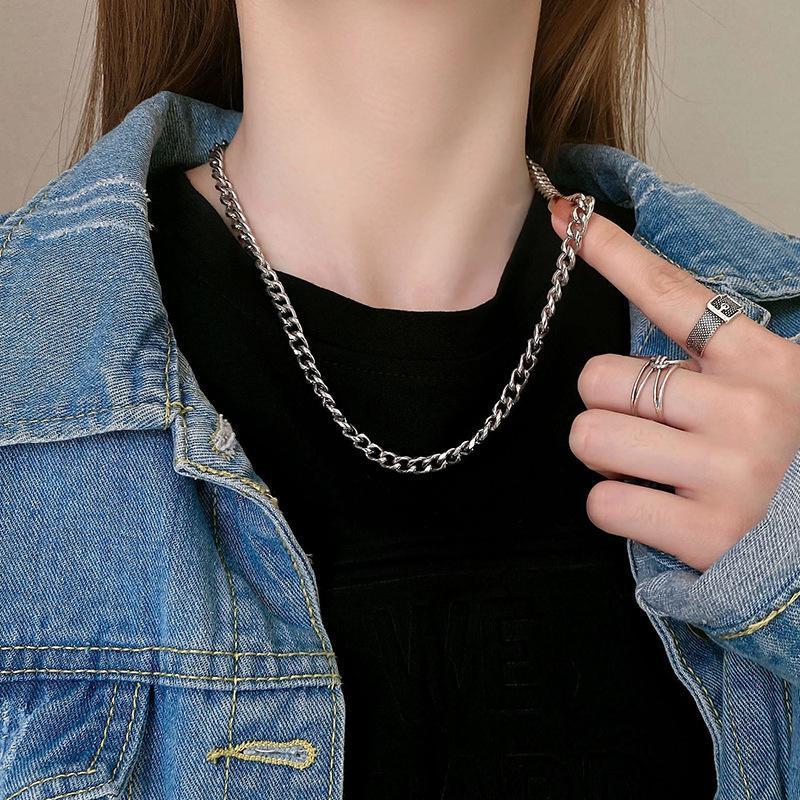 Titanium Steel Non-Fading Necklace Fashion Hip Hop Men's Cuban Chain Personality All-Match Stainless Steel Chain Cold Style Jewelry