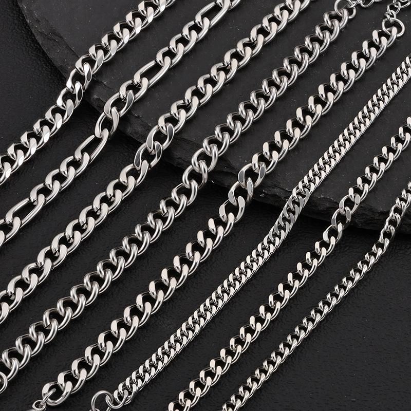 European and American Cross-Border High-Grade Stainless Steel Six-Sided Grinding Cuban Chain Bracelet Hip Hop Simple Men's Titanium Steel Bracelet Wholesale