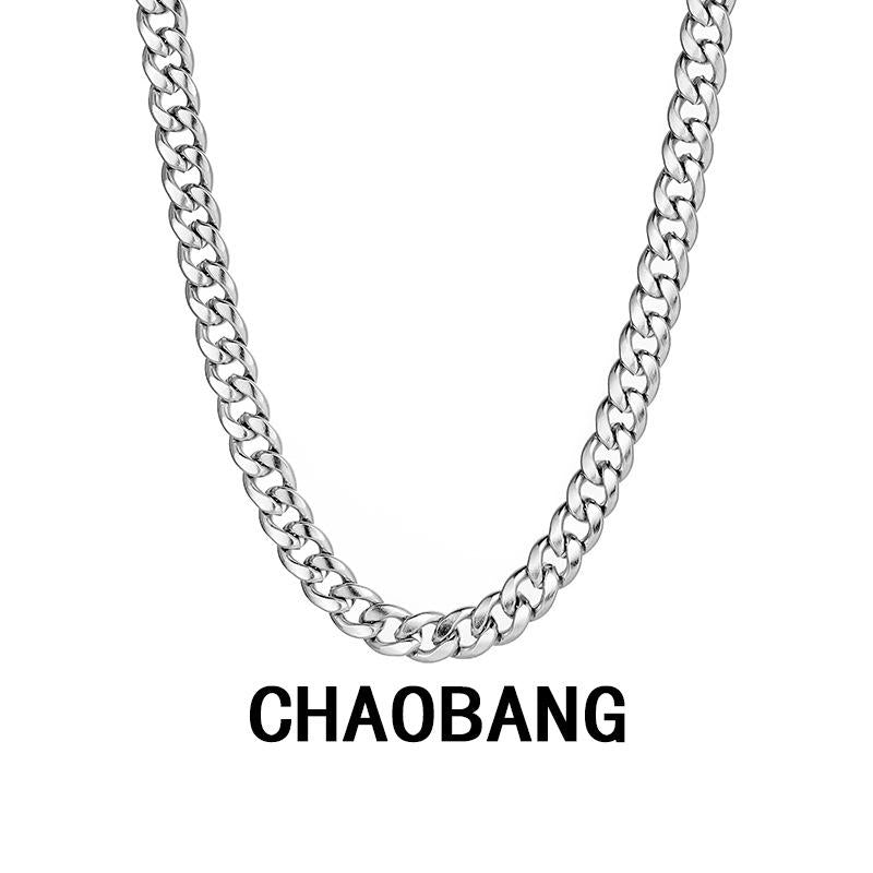 Titanium Steel Necklace Non-Fading Cuban Chain Waterproof Sweat-Proof Non-Fading Accessories Niche Personalized Design High-Grade Jewelry